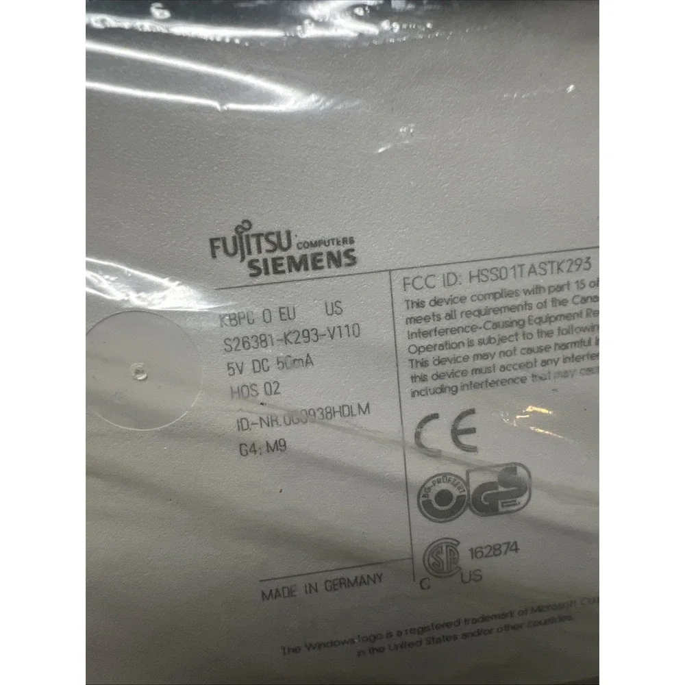 VTG Fujitsu Siemens Keyboard S26381-K293-V110 5 Pin Din Coiled Cord New Sealed!